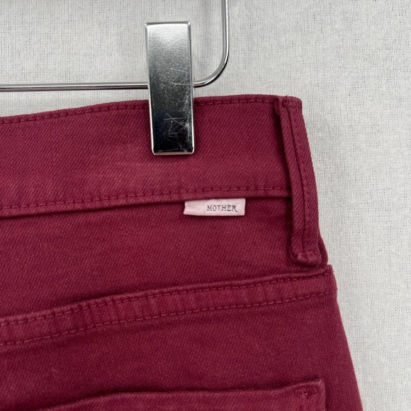 MOTHER Jeans Womens 32 Burgundy The Rascal Sliced Up Heel High Rise Slim NWOT - Picture 10 of 16